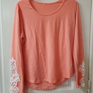 Coral Lace Long Sleeve Top